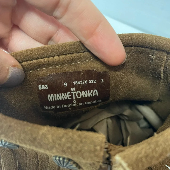 Minnetonka Double Fringe Side Zip Boot Dusty Brown Size 9 - Picture 5 of 9